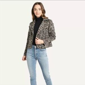 Cupcakes and Cashmere Margaux Moto Jacket Leopard Print Size Small